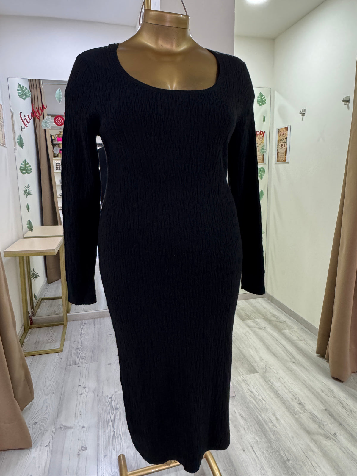 Vestido mesh liso negro